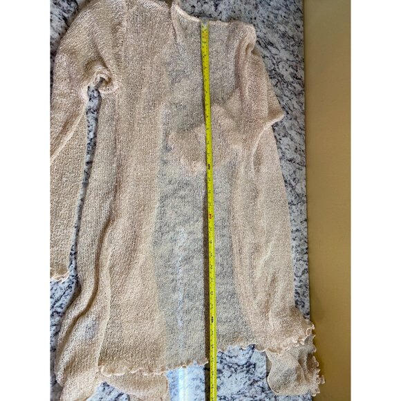 Lost River Wrap Cardigan Womens M Beige Open Front Long-Sleeve Sheer Mesh Boho - Picture 7 of 8